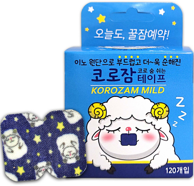 KOROJAM 止鼾貼帶 溫和款 睡眠貓圖案 120入, 1個