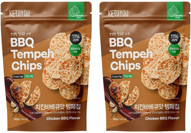 키토유 템페칩 치킨바베큐맛, 2개, 50g