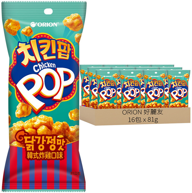 ORION 好麗友 雞米花脆餅 韓式炸雞口味, 81g, 16包