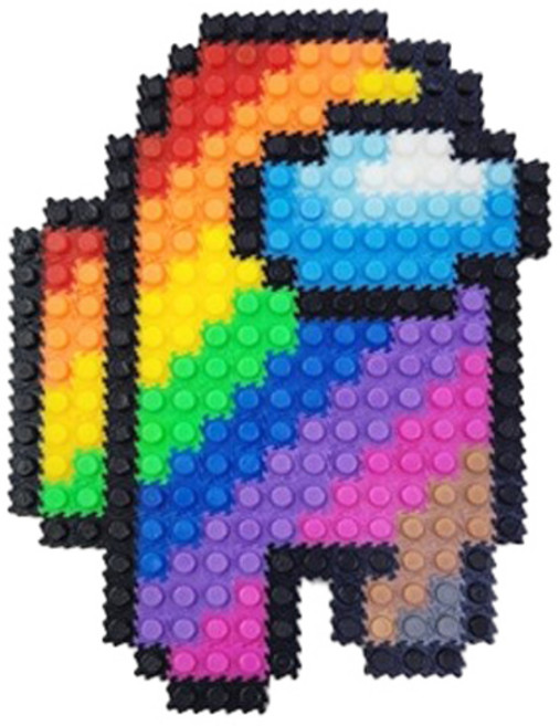 디폼블럭 게임캐릭터 만들기 세트, 6-13 핵쟁이 사선레인보우 (블럭) + 랜덤발송(가방고리), 1개