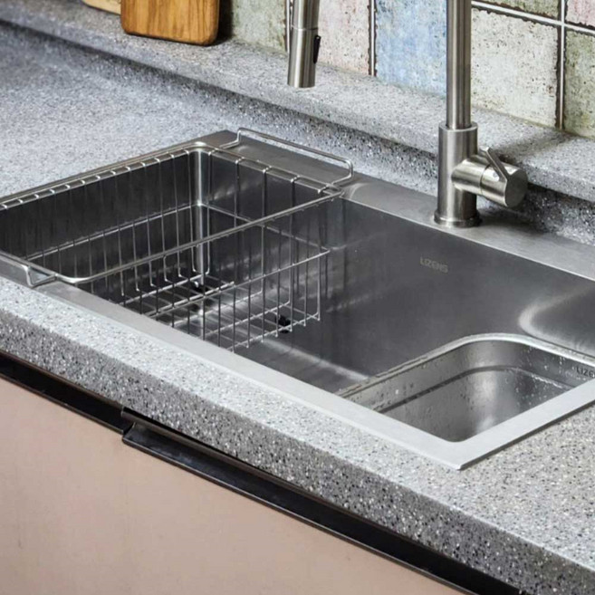 LIZENS 리폼 전용 사각 싱크볼 GQ 9803 + 그릇건조망 + 배수구 세트, 1세트