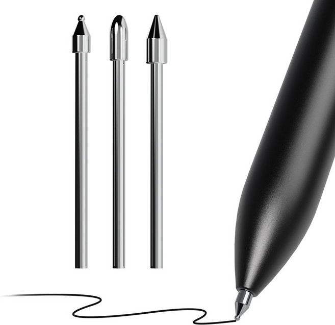 누아트 갤럭시탭 S펜 호환 교체형 메탈 볼펜 샤프 만년필형 펜촉 3p, 실버, 1세트