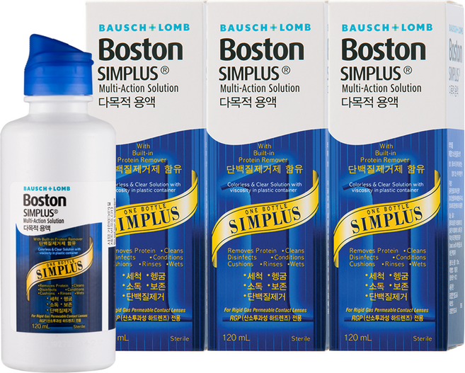 보스톤 심플러스 렌즈 세정액, 120ml, 3개