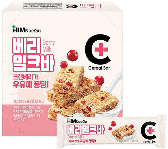 힘내고 베리밀크바 12p, 1개, 216g