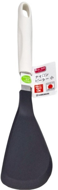 SHIMOMURA 下村 AJIWAI KOGYO 日本製尼龍不傷鍋斜煎鏟, 黑色 + 白色, 1個