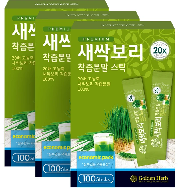 골든허브 프리미엄 새싹보리 착즙분말 스틱, 1g, 300개 - 쿠팡