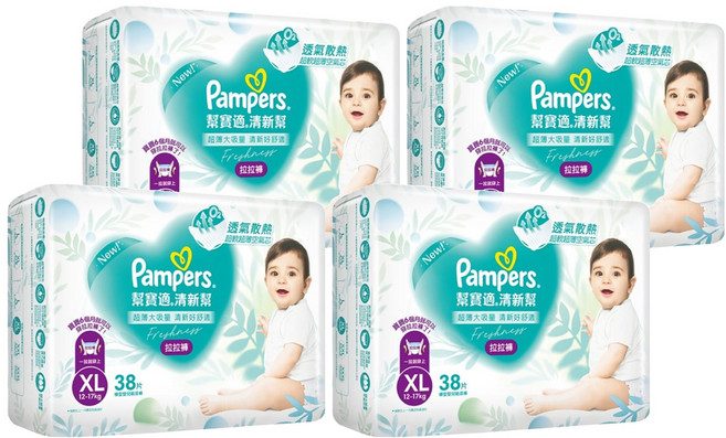 Pampers 幫寶適 原廠公司貨 清新幫拉拉褲/尿布 12~17kg, XL, 152片