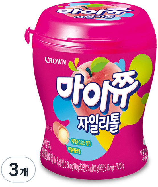 마이쮸 크라운 복숭아맛 용기, 110g, 3개
