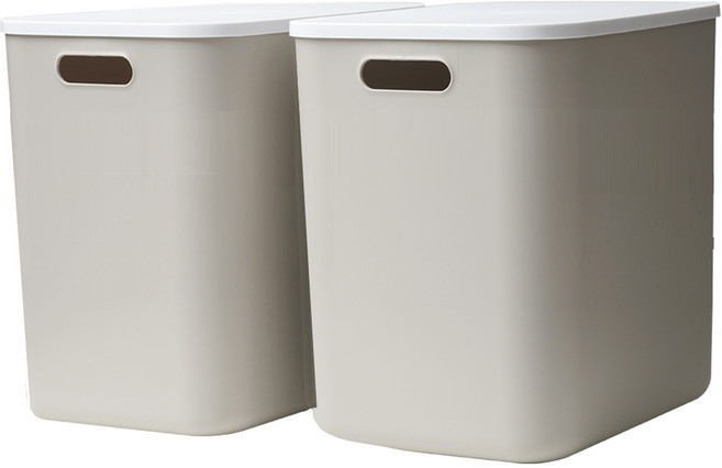 가규 국내제조 모던 라운드 팬트리 리빙박스, 그레이, XL, 2개