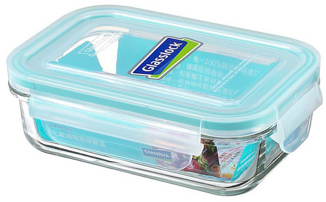 Glasslock 格拉氏洛克 強化玻璃微波保鮮盒 長方形 400ml, 1 個容器 + 1 個蓋子, 1個