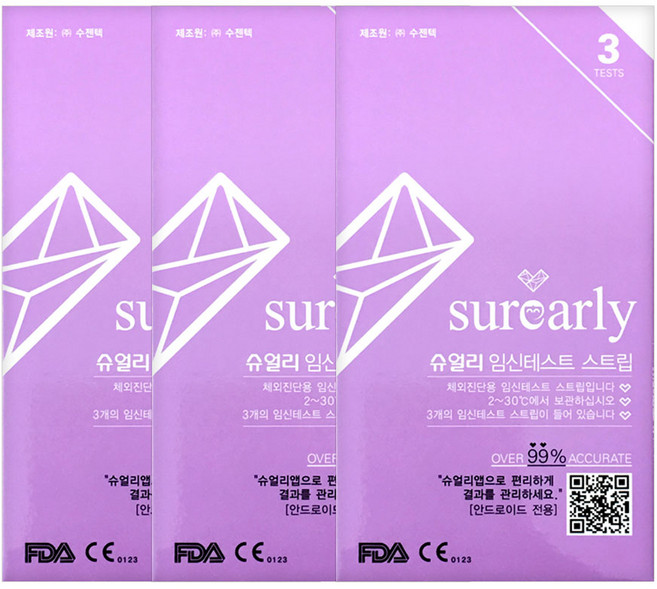 슈얼리 임신테스트 스트립, 3개입, 3개