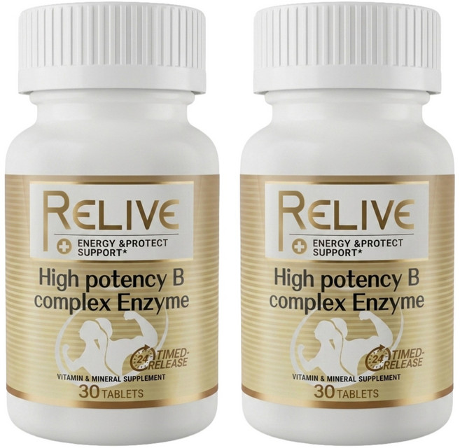 RELIVE 百大蔬果酵素天然B群, 30錠, 600mg, 2罐