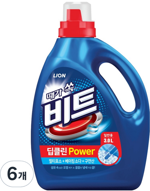 비트 딥클린파워 일반용 액상세제 본품, 3L, 6개