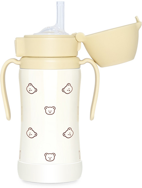 그로미미 원터치 스테인리스 빨대컵, 300ml, 1개, 돗꼼버터