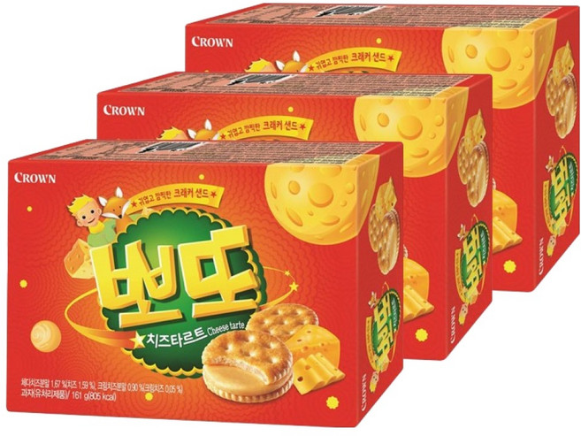 크라운 뽀또 치즈타르트, 161g, 3개