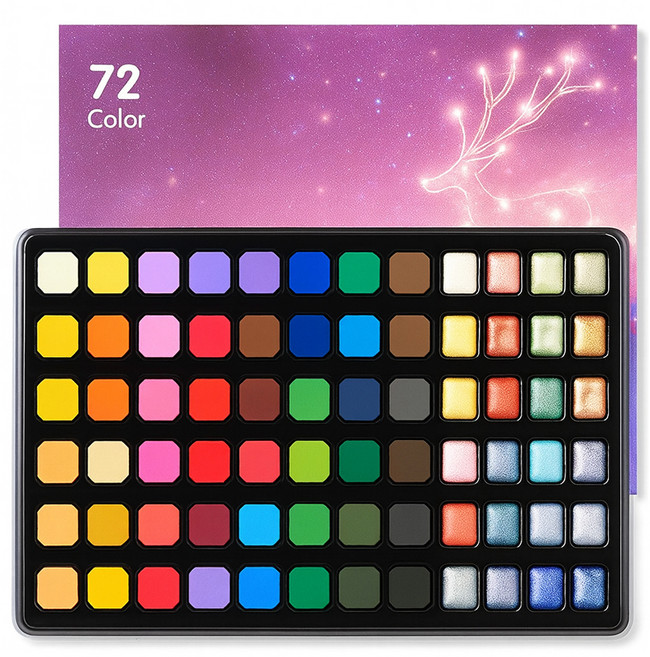 다다 수채화 고체물감 PP케이스, 480g, 72색