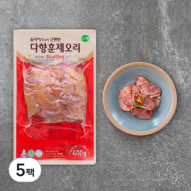 다향 훈제오리 슬라이스, 400g, 5팩