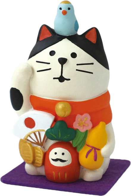 concombre 福氣招財正版手辦貓咪玩具 裝飾桌面潮玩擺件禮盒 開運寶袋貓, 1盒