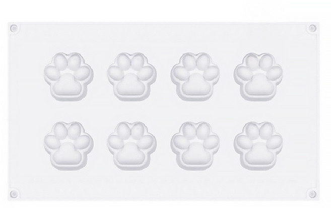 小麥購物 烘培冷藏8格貓狗腳印矽膠造型模具 L980, 1個, 白色