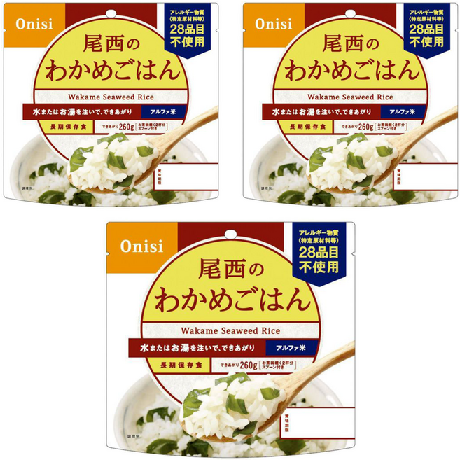 Onisi 尾西 沖泡即食海帶芽飯, 3包, 100g