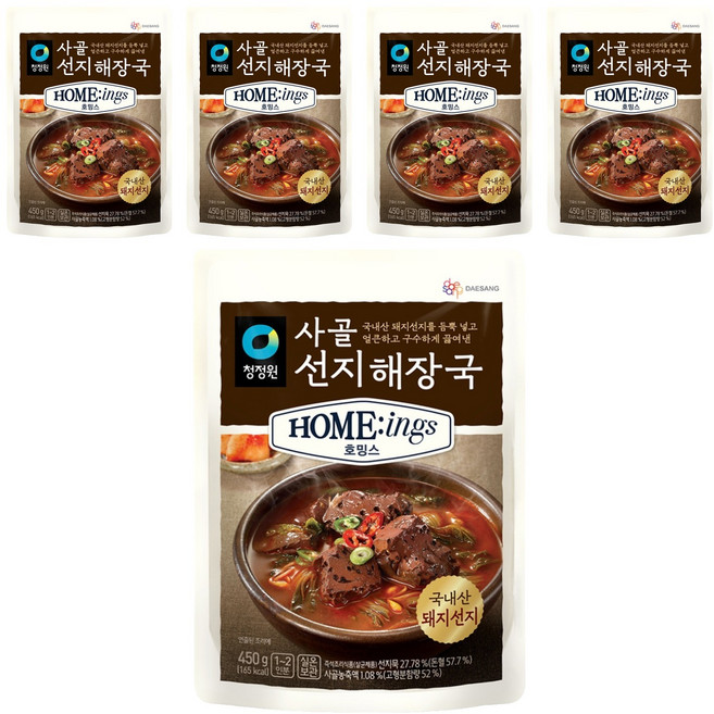 청정원 호밍스 사골선지해장국, 450g, 5개