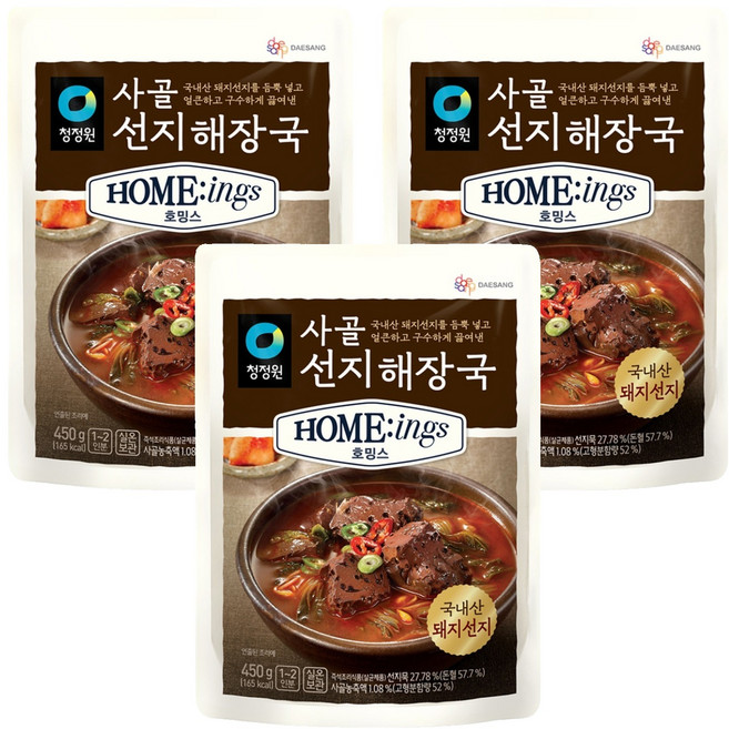 청정원 호밍스 사골선지해장국, 450g, 3개