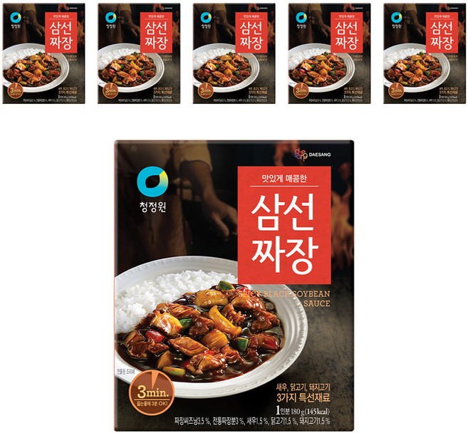 청정원 삼선짜장, 180g, 6개