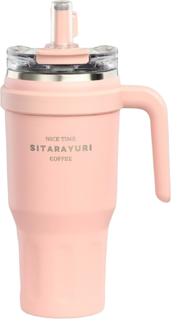 Sitarayuri 不鏽鋼手提雙飲冰霸杯, 1個, 皮粉色, 1.1L