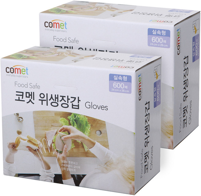 코멧 위생 비닐장갑 실속형, 2개, 600개입