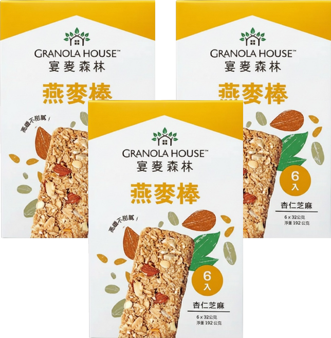 GRANOLA HOUSE 宴麥森林 燕麥棒 杏仁芝麻 6支, 192g, 3盒