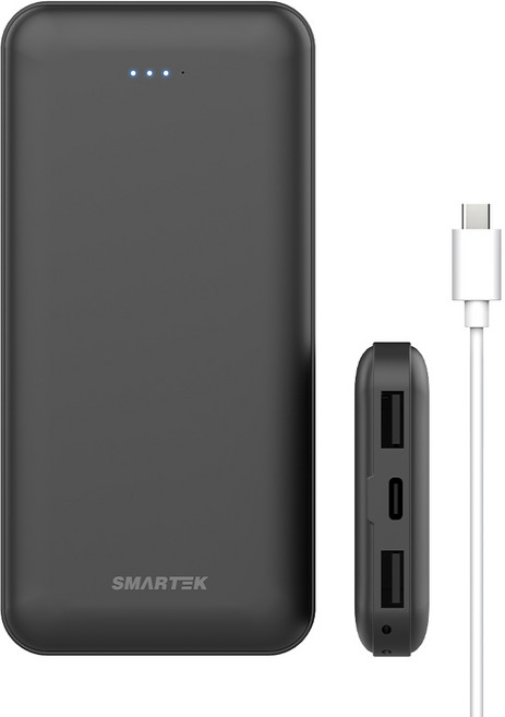 스마텍 슬림 보조배터리 10000mAh + 케이블 세트, 블랙, STPB-CPB1(PB10)