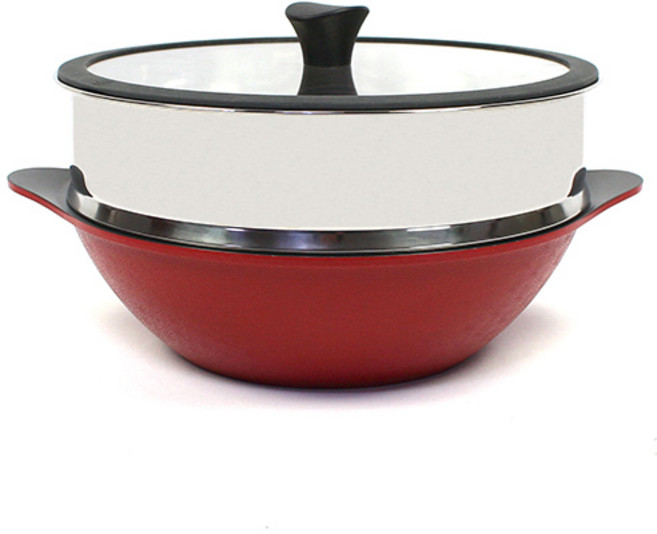 키친아트 국산 파티웍 스티머 3종 세트, 혼합색상, 파티웍 28cm + 스티머 28cm + 실리콘유리뚜껑 28cm, 1세트