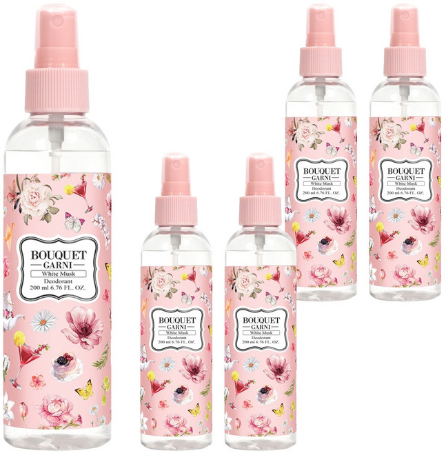 부케가르니 리프레쉬 화이트머스크 스프레이 데오드란트, 200ml, 5개