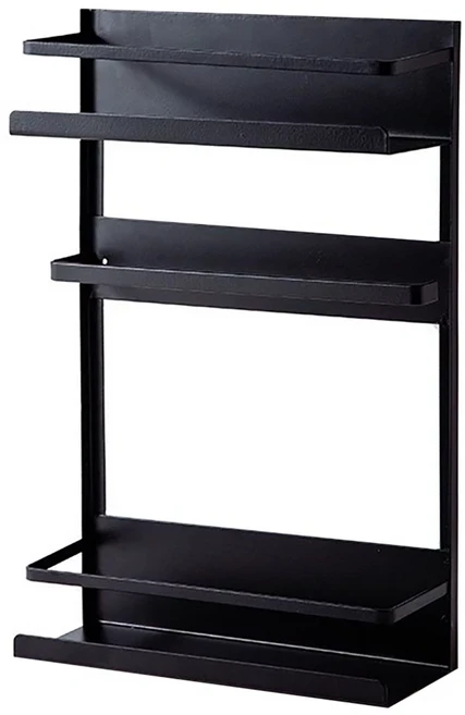 拍平方 磁吸冰箱置物架 雙層 碳鋼噴塑 25x12.5x38.5cm, 黑色, 1個