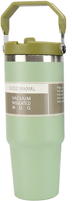 LifeHouse 不鏽鋼真空保溫冰霸杯 44-011-GN, 淺綠色, 890ml, 1個