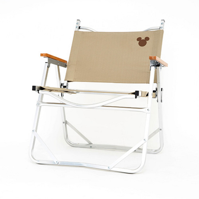 디즈니 미키 접이식 로우 캠핑의자, 베이지, 1개