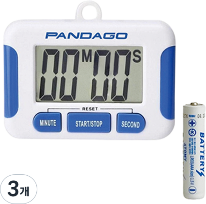 PANDAGO 迷你數位計時器, 3個, 藍色 + 白色