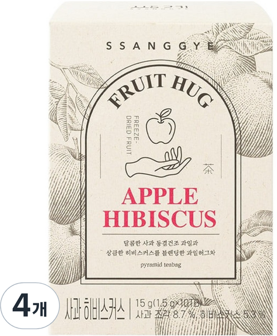 쌍계명차 과일 허그티 사과 히비스커스, 1.5g, 10개입, 4개