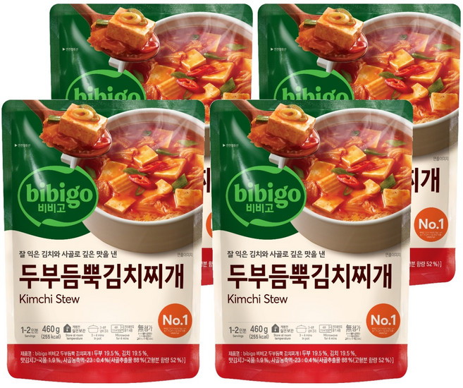 비비고 두부듬뿍 김치찌개, 460g, 4개