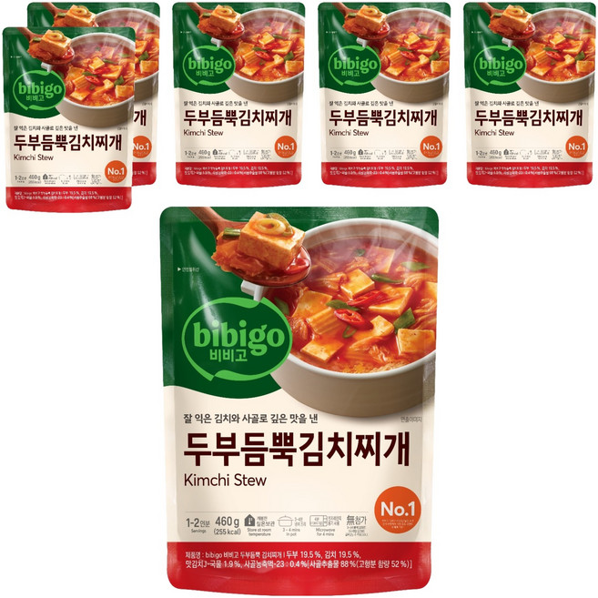 비비고 두부듬뿍 김치찌개, 460g, 6개