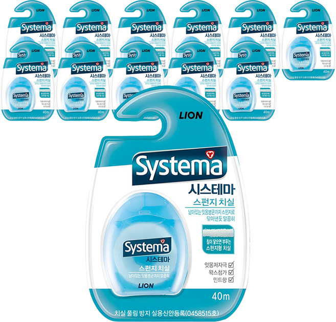 시스테마 스펀지 치실 40m 랜덤 발송, 1개입, 12개