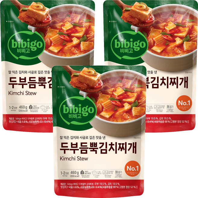 비비고 두부듬뿍 김치찌개, 460g, 3개