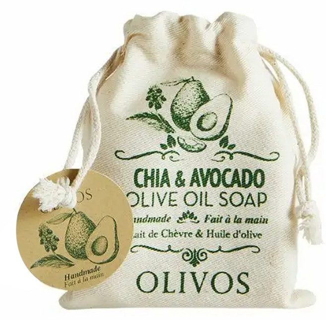 OLIVOS 奧莉芙的橄欖手工皂 橄欖油手工皂 附隨身束口袋 西班牙鼠尾草籽 + 酪梨, 150g, 1個