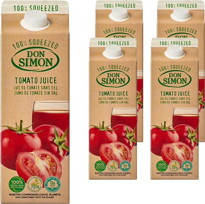 돈시몬 생과일 착즙 100% 토마토주스, 2L, 5개