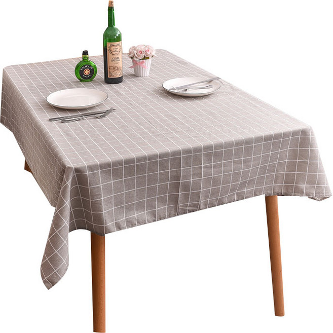 린넨 방수 PVC 식탁보, 그레이체크(JT1129), 6인(140 x 220cm)