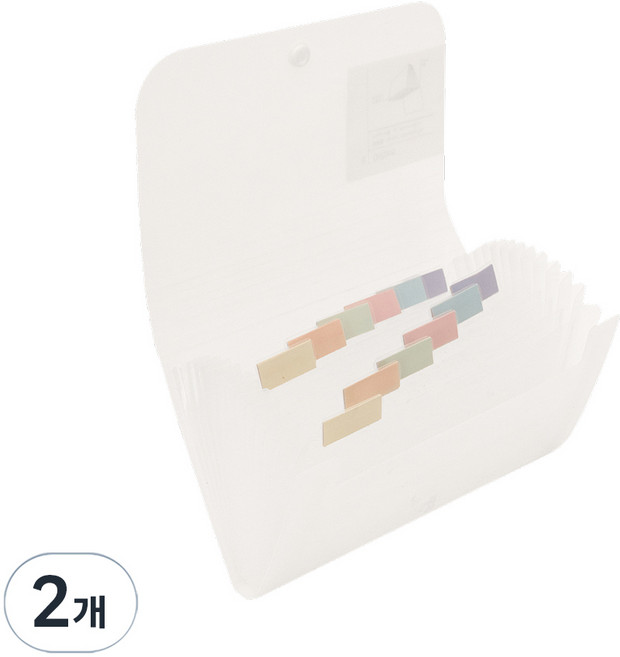 델리 미니 12분류 아코디언 파일 A6, 투명화이트, 2개