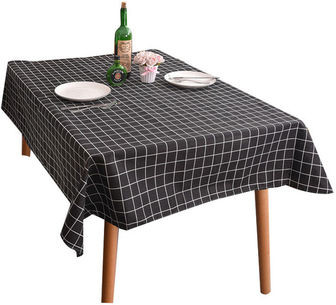 린넨 방수 PVC 식탁보, 블랙체크(JT1131), 6인(140 x 220 cm)