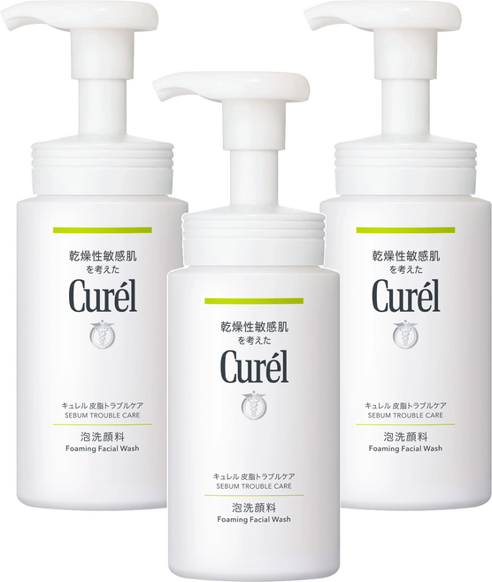 Curel 珂潤 潤浸保濕洗顏慕絲 控油, 150ml, 3瓶