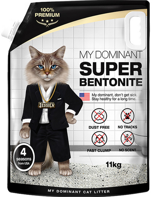 마이도미넌트 슈퍼 벤토나이트 고양이 모래, 11kg, 1개, 무향