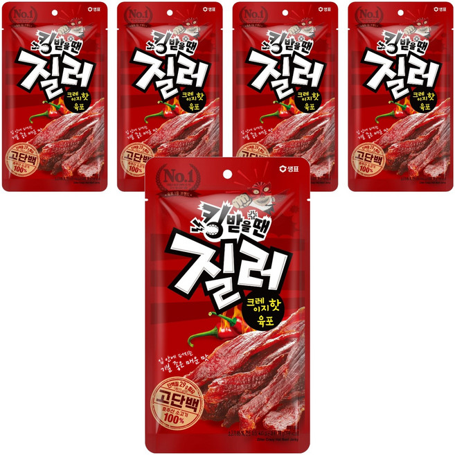 샘표 질러 크레이지핫 육포, 70g, 5개